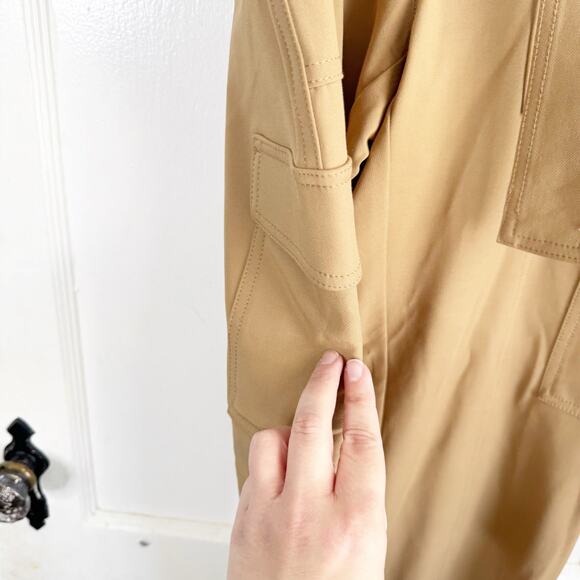 Banana Republic Slim Refined Stretch Cargo Pant Latte Cream Belted Beige Size 4 - Picture 6 of 14